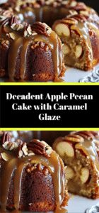 Decadent Apple Pecan Cake with Caramel Glaze