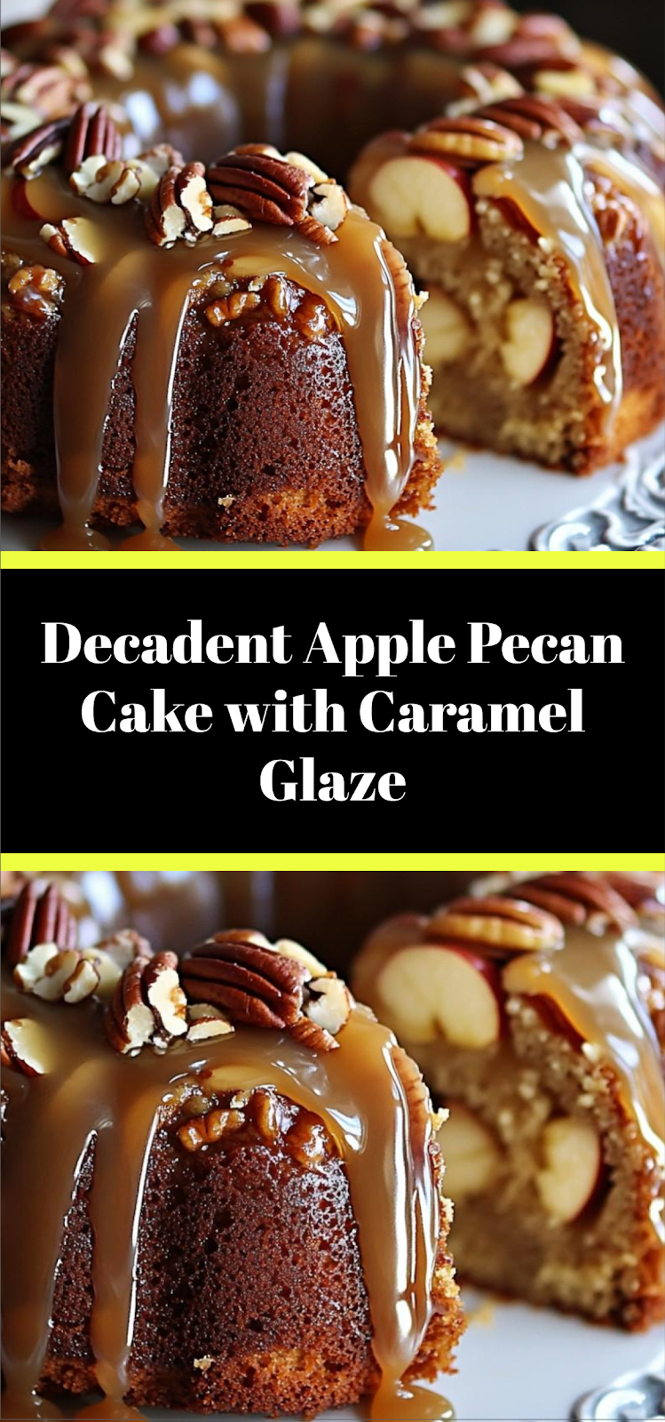 Decadent Apple Pecan Cake with Caramel Glaze