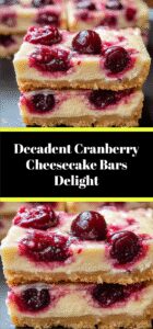 Decadent Cranberry Cheesecake Bars Delight